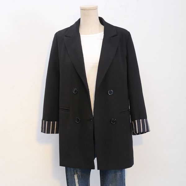 women's suits & blazers spring autumn slim jacket women long black blazer coat female casual office woman korean fashion small suit, White;black